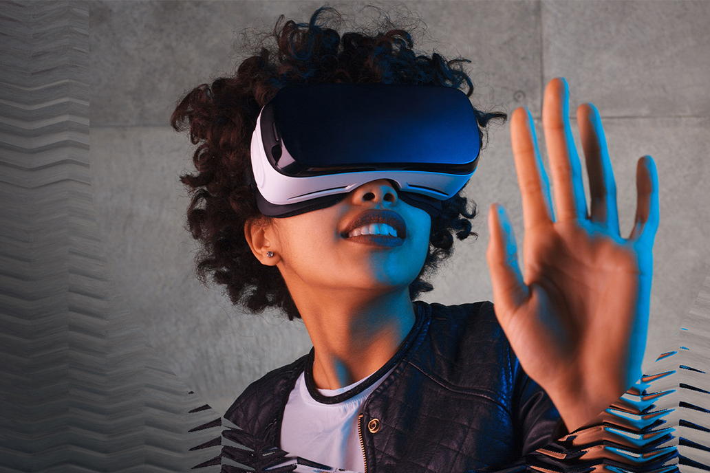 Image of a woman using a VR headset