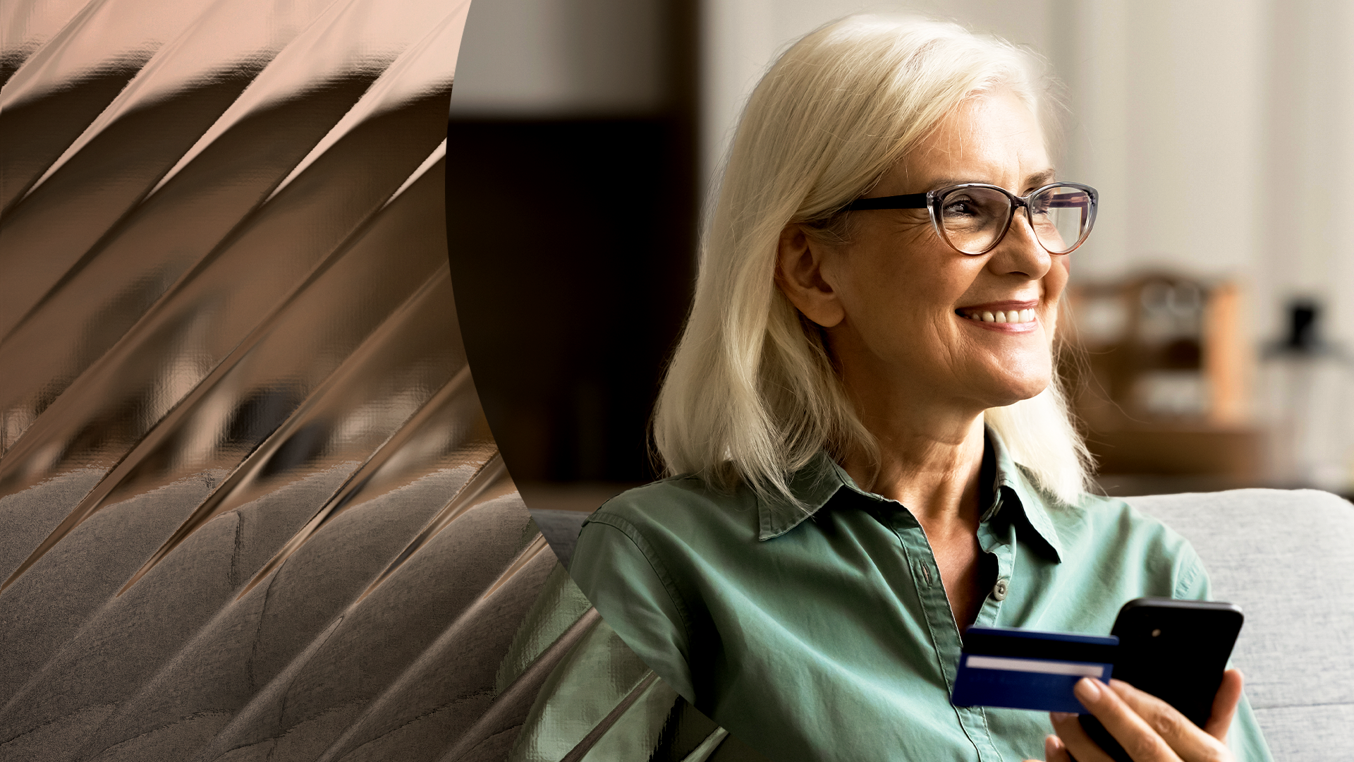 Image of a woman making an online purchase through her phone